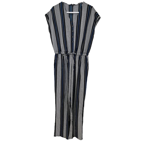 Lily Morgan Striped Maxi Jumpsuit with drawstring waist and front pockets - Picture 1 of 4